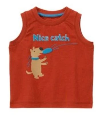 Camiseta de verão nova com etiquetas Gymboree fofa filhote "Nice Catch", regata, 3-6 meses  - Imagem 1 de 2