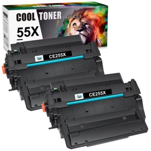 2 Black Toner Compatible with HP CE255X 55X LaserJet P3015 P3015d P3015n P3015dn - Picture 1 of 12