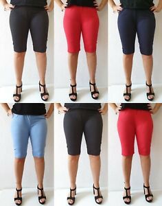  Damen Kurzhose Shorts Leggins Übergröße Gr. 40-52 Capri Leggings  Baumwolle