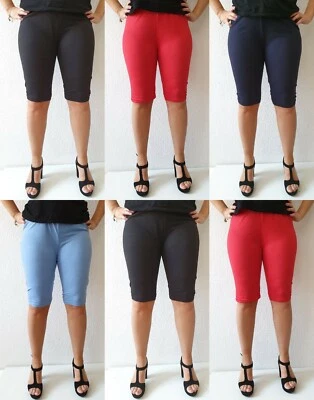 RUYIZ Damen Kurzhose Shorts Leggins Übergröße Gr. 40-52 Capri Leggings Baumwolle