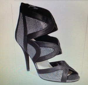 Caparros Shoes Irene Black Metallic & Silver Open Toe Cut Out Booties 71/2 - Picture 1 of 1