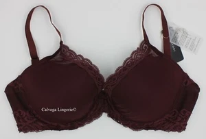 NWT Natori 730023 "Feathers" Contour Plunge Padded Mesh Bra, Brown (Cocoa), 34G - Picture 1 of 8