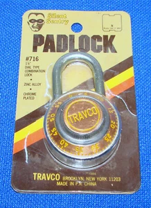 vintage COMBINATION PADLOCK by TRAVCO --- NEVER USED --- VERY NEAT ! -- SEE PICS - Picture 1 of 4