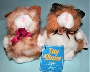 Russ Berrie plush Itty Bitty Kitty 2pc set #522, NEW, 4in. tiger & orange stripe - Picture 1 of 9