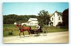 Pennsylvania Dutch County Powitania Pocztówka Amisz Koń i Buggy pc86