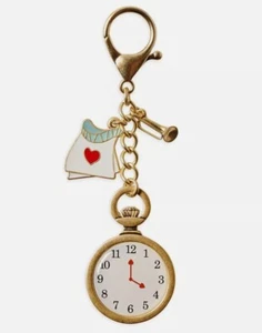 Disney Parks Alice in Wonderland Flair Bag Charm Jewelry White Rabbit Clock NWT - Picture 1 of 2