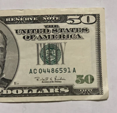 1996 Series $50 FRN D4 District, S# AC 04486591 A - Image 1 of 3
