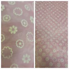 Vintage Flocked Semi Sheer Pink Fabric White Floral Size 1,2 YARDS ×42"