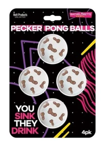 Hott Products Pecker Beer Pong Balls Bachelorette Party Games (4 per Pack) - Picture 1 of 1