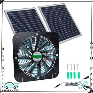 1200CFM Solar Powered Attic Ventilator Gable Roof Vent Fan w/ 30W Foldable Panel - Picture 1 of 14