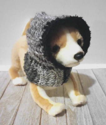 crochet handmade dog pet hood hat cat snood xs small gray black ombre new - Image 1 of 4