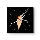 Modern wall clock 30x30 cm square analog glass clock black woman hat art glass decoration