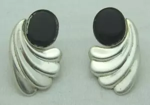 PRETTY ESTATE ONICE ARGENTO STERLING POST-BACK ORECCHINI A VORTICE, lunghi 7/8" - Foto 1 di 6