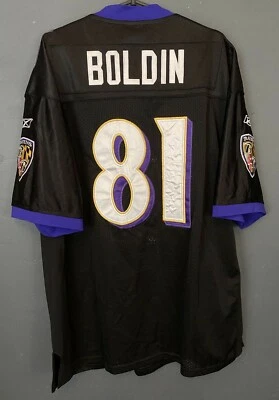 男式 ANQUAN BOLDIN #81 巴尔蒂莫尔乌鸦队 NFL 足球衬衫球衣尺寸 2XL XXL — 第 1/4 张图片