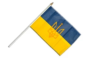 Ukraine mit Wappen Stockflagge Flaggen Fahnen Stockfahne 30x45cm - Bild 1 von 1