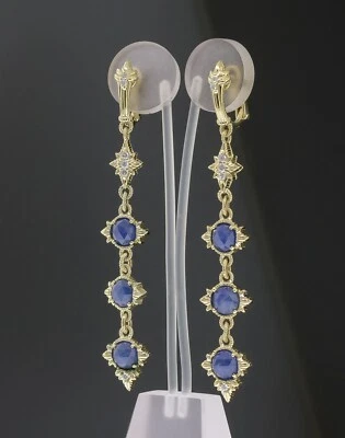 Judith Ripka Blue Sapphire Diamond Star Dangle/Drop Earrings 18K Yellow Gold - Image 1 of 4