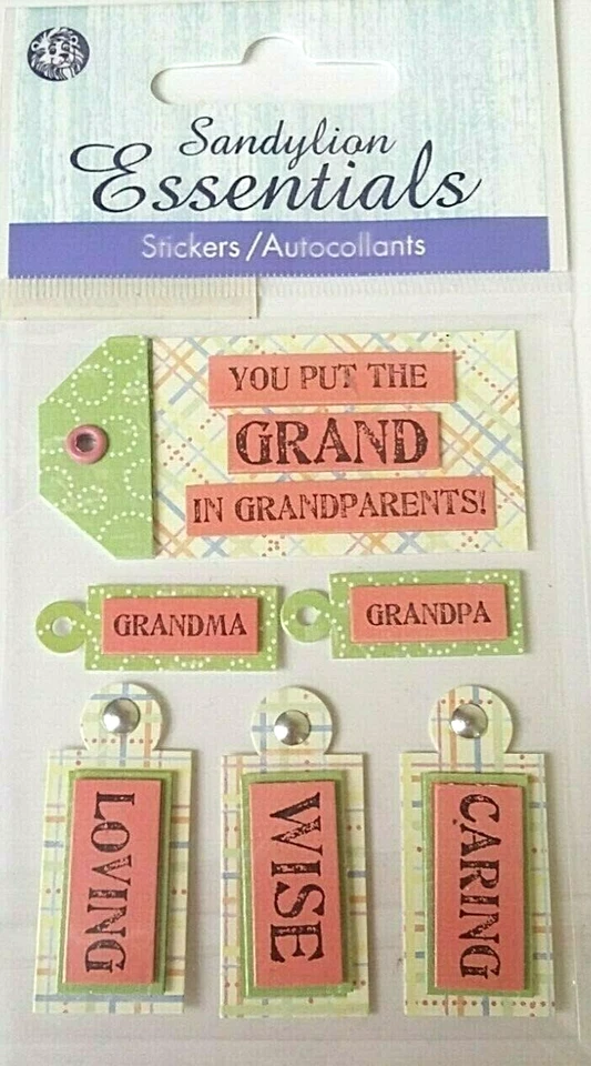 Grandparent Grandpa Grandma Loving Caring Wise Tags Family Sandylion Stickers - Image 1 of 1