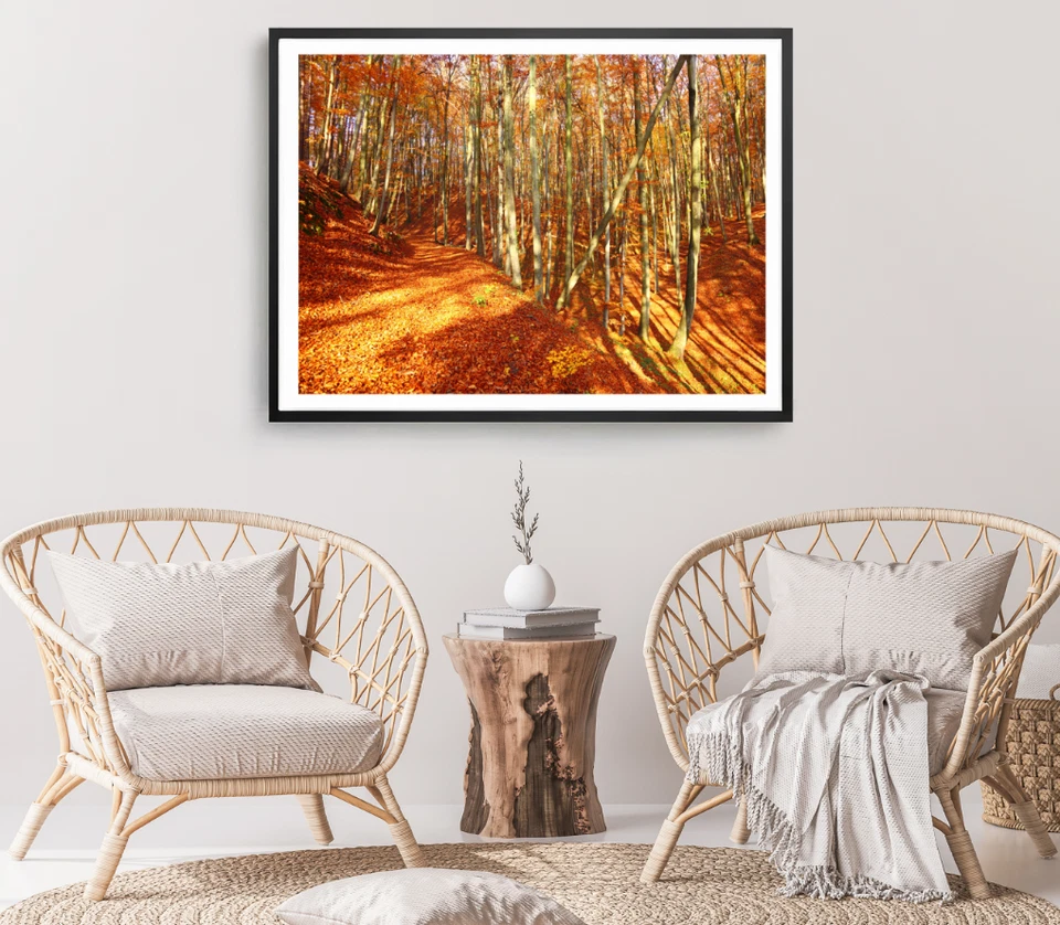Autumn Trees Print, Leaves Wall Art, Autumn Framed Nature Wall Art, Natural  - Image 1 of 1