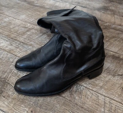Botas de cuero Russell&Bromley para mujer talla 38 negras hasta la rodilla zapatos de montar cremallera Foto 1 de 4