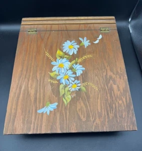Vintage Wood Travel Writing Lap Desk Slanted hand painted 13" L x 11" W x 2.75" - Picture 1 of 9