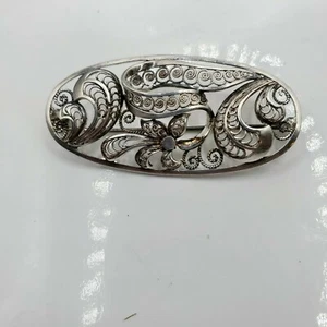 Vintage ALICE CAVINESS GERMANY Sterling Silver Floral Ribbon Brooch Pin Gift - Picture 1 of 4