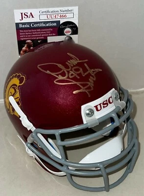 Dennis Smith Denver Broncos signed USC Trojans mini helmet autographed JSA - Image 1 of 2