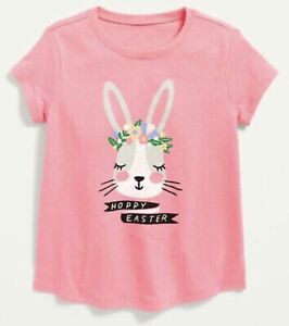 Old Navy Toddler Size 3T ~ Hoppy Easter Bunny ~ Pink Short Sleeve T-Shirt Tee