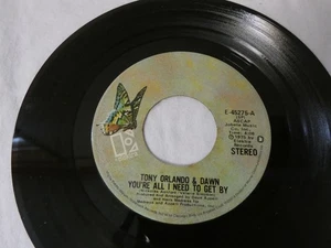 TONY ORLANDO & DAWN - You're All I Need to Get By / I Know You Like a Book - EX - Picture 1 of 2