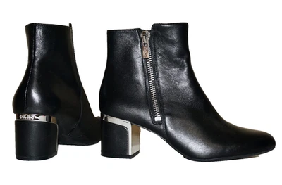 DKNY DONNA KARAN Black Leather Zip-Up Ankle Boots US 8.5 - Image 1 of 4
