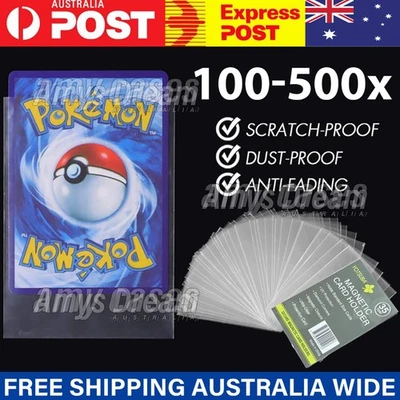 Upto 500 x Regular Trading Card Sleeves Ultra Clear Plastic Penny Protector AU - image 1 of 4