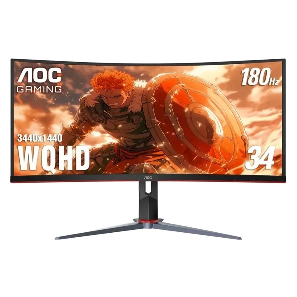 AOC CU34G2XP 34" UW-QHD Curved LED Monitor, Black - Image 1 of 4