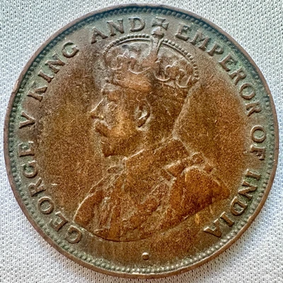 HONG KONG China King & Emperor George V ONE CENT 1924 Bronze  km#16 #2 - Image 1 of 2