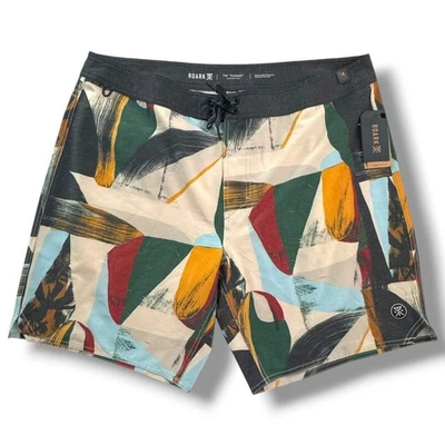 Roark Passage Collage Board Shorts Mens Size 38 Colorful Swim Trunks - Image 1 of 4