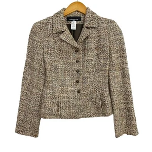 Blazer Jones New York Tweed para mujer 4 Petite beige tostado mezcla de lana chaqueta de carrera - Imagen 1 de 9