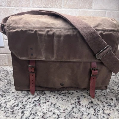 J Crew Canvas and Leather Abingdon Messenger Bag Distressed Brown, Excellent - Image 1 of 4