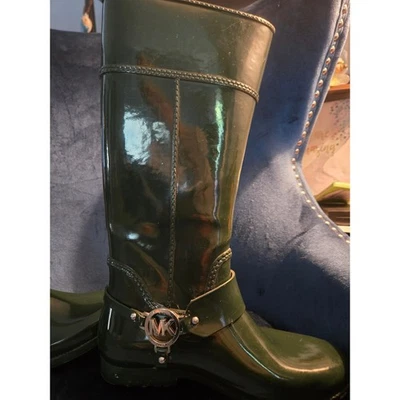 Michael Kors Women's Olive Green Rain Boots Knee High MK Logo Size? - Image 1 of 4