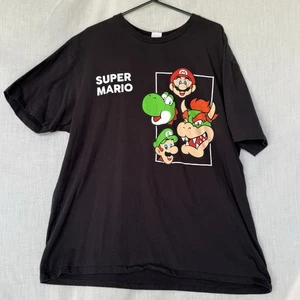 Camiseta gráfica Super Mario Nintendo camiseta negra para hombre 3XL Yoshi Bowser Luigi - Imagen 1 de 5