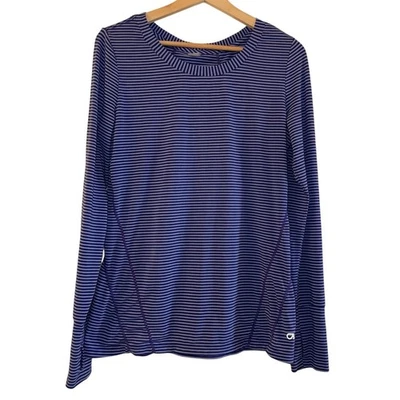 Top deportivo para mujer GapFit azul a rayas manga larga respira talla mediana Foto 1 de 4