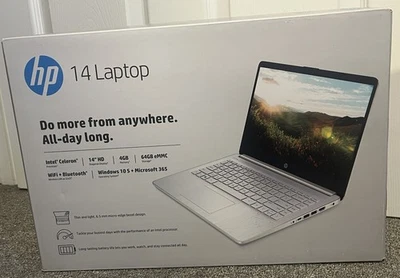 Ноутбук HP 14 Intel Celeron 4 ГБ памяти, 64 ГБ eMMC, бледно-золотой. СОВЕРШЕННО НОВЫЙ ЗАПЕЧАТАННЫЙ - Изображение 1 из 4