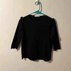 Zara elegantes schwarzes Top mit Rüschenärmeln Größe S - Bild 1 von 4