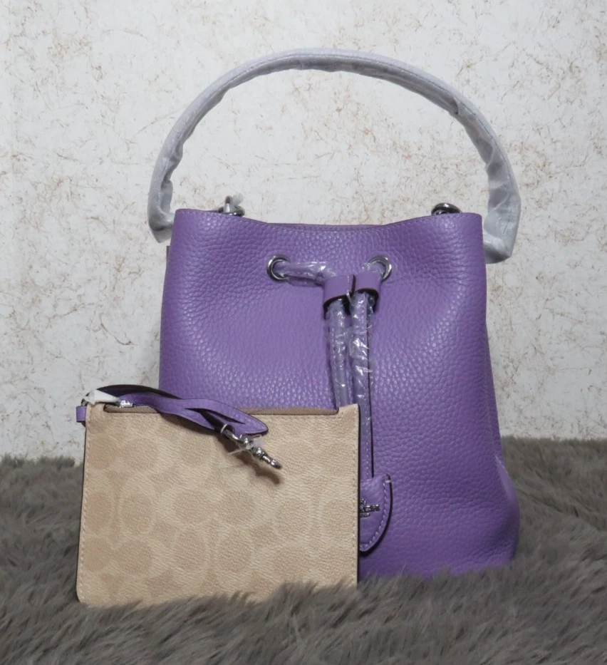 Coach Rowan Bucket Bag Shoulder/Crossbody In Leather & Canvas Iris CBH06