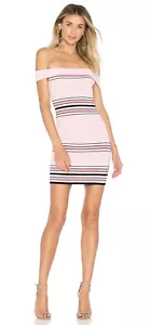 REVOLVE Super Down Talla S Fuera del Hombro Rayas Armonía Tejido en Rosa HT - Imagen 1 de 7