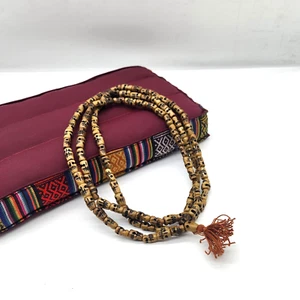 108 cuentas de hueso color marrón 10 mm diseño calavera tibetana oración Mala - Imagen 1 de 6