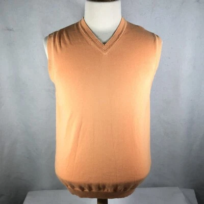 Colete Suéter Bobby Jones Masculino Médio Laranja Peruano Pima Algodão Decote V - Imagem 1 de 4