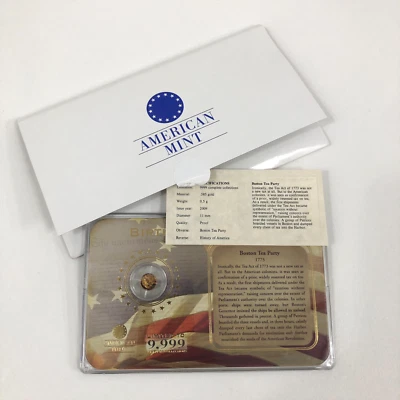 2009 Boston Tea Party 14k .5g Gold Proof Commemorative Coin w/COA WB9-BTP999 - Image 1 of 4