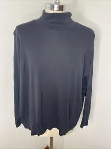 Talbots Women's 3X Turtleneck Shirt Pima Cotton Top Black Pima Cotton - Picture 1 of 5