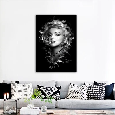 Famous Wall Decor, Smoking Woman Art, Marilyn  Smoking,Monroe Canvas Print Art, - Image 1 of 4