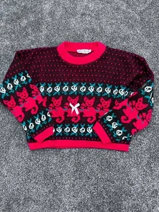 Vintage Arielle Kleinkind Mädchen Katze Strick Pullover USA UNK Größe - siehe Bilder - Bild 1 von 7