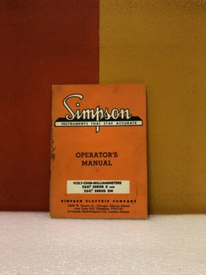Simpson 5-110290 Volt-Ohm-Milliammeter 260 Series 5 & 260 5M Operator's Manual - Image 1 of 2