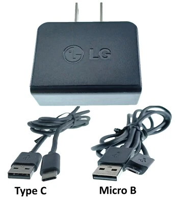 OEM LG Wall Charger STA-U17WRE Black 5.0V- 0.7A+2 USB Cables(Type-C & Micro B) - Image 1 of 4